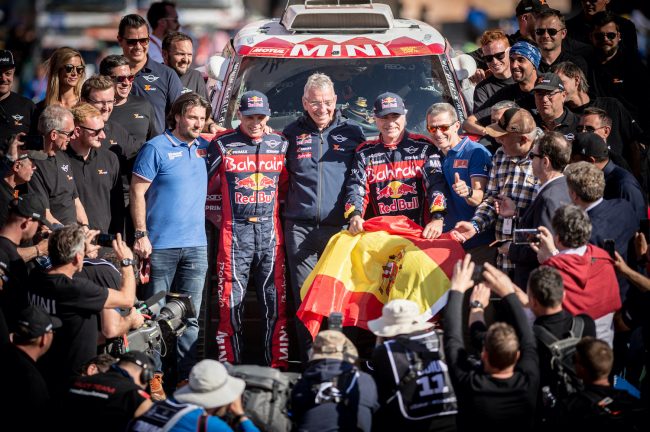 Carlos Sainz (ESP) of Bahrain JCW Team is seen at the finish line of Rally Dakar 2020 from in Qiddiya, Saudi Arabia on January 17, 2020 // Marcelo Maragni/Red Bull Content Pool // AP-22TYC961H2511 // Usage for editorial use only //