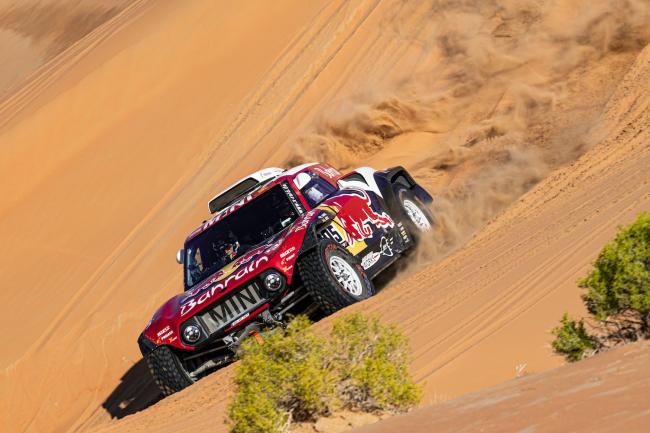 Carlos Sainz (ESP) of Bahrain JCW Team races during stage 11 of Rally Dakar 2020 from Shubaytah to Haradh, Saudi Arabia on January 16, 2020