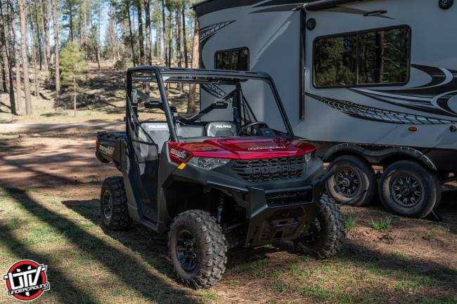 2020 Polaris Ranger 1000 next to toy hauler